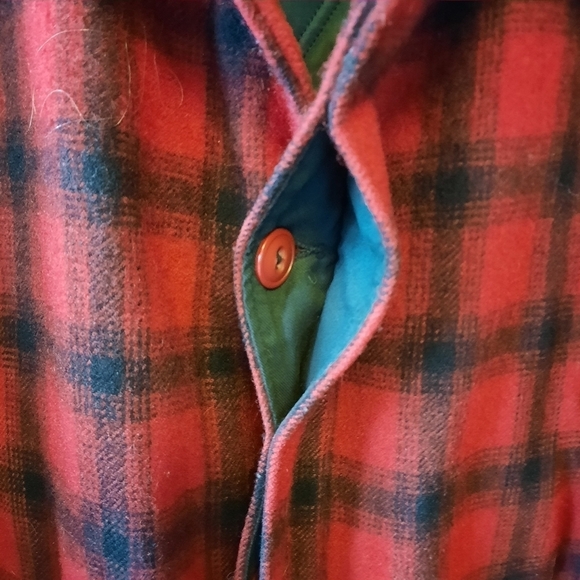 Vintage 1980s Woolrich Classic wool red buffalo check plaid winter coat jacket - Picture 4 of 15